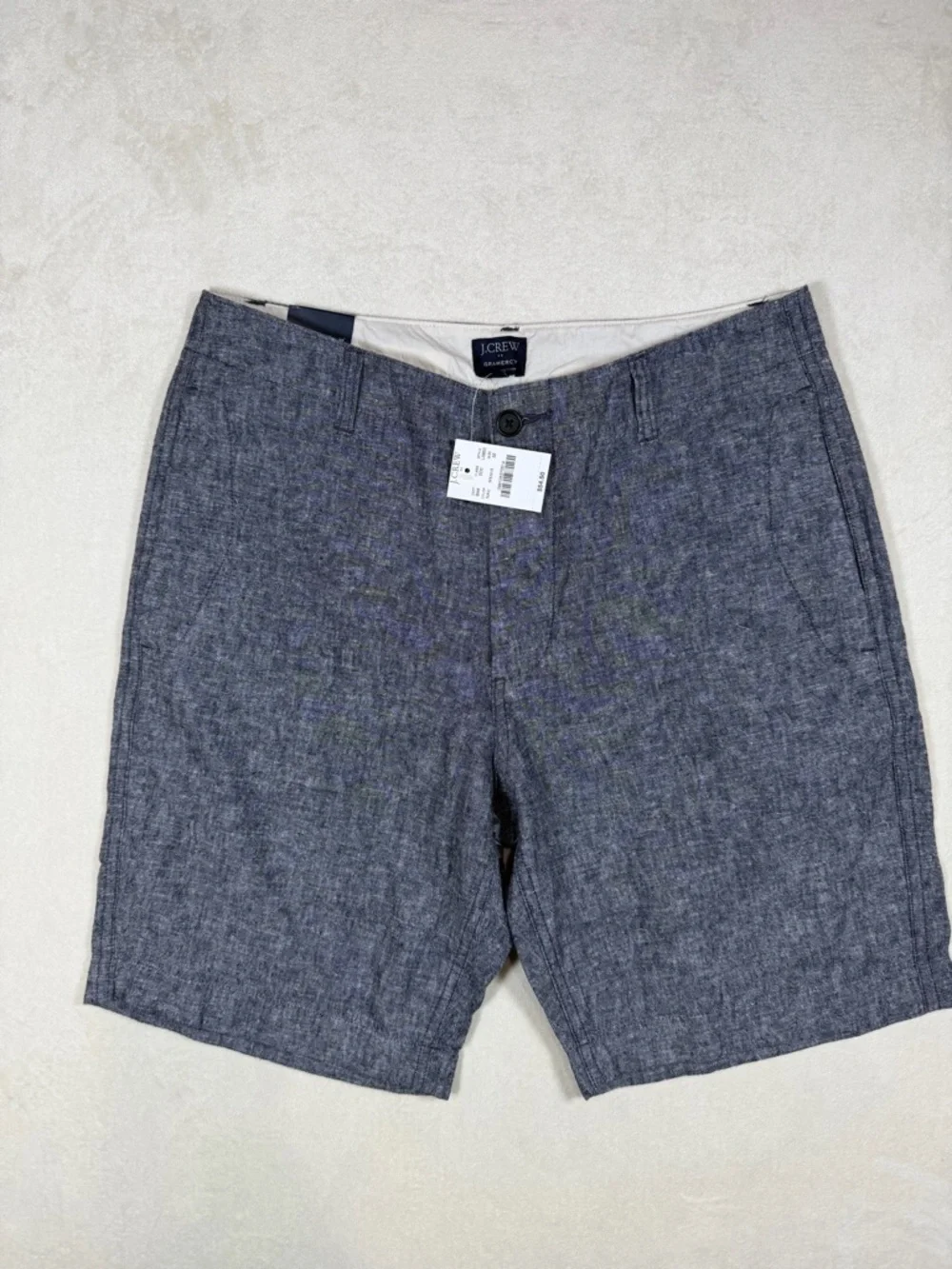 NWT J. Crew 32W Gramercy Men's Blue Chambray Flat-Front Shorts